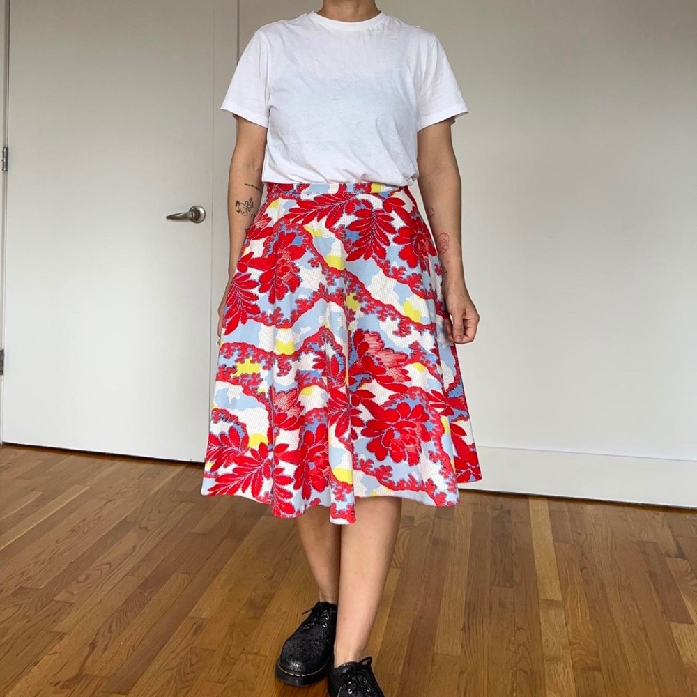 Topshop A -line midi skirt flowers and pop art pattern